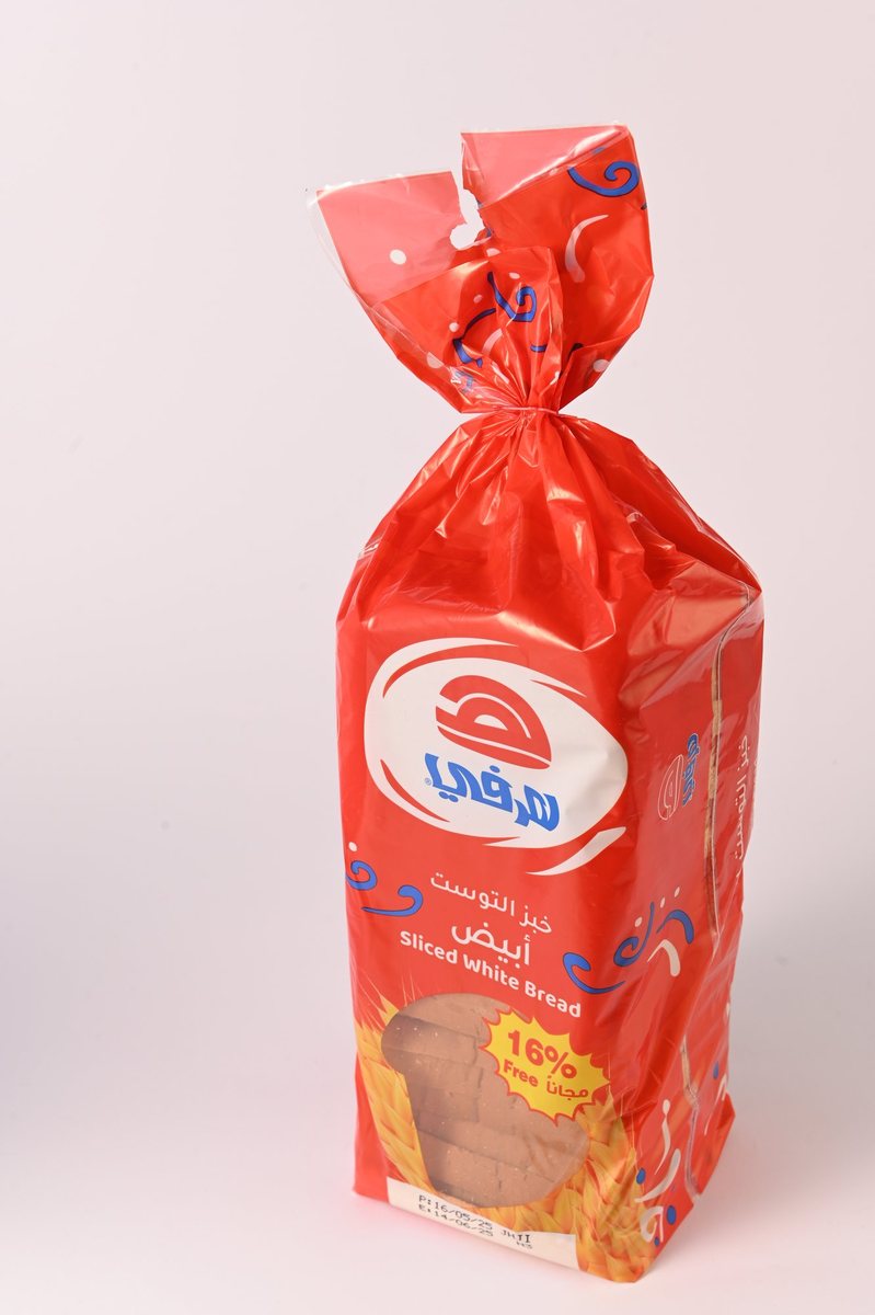 A bag of Herfy sliced bread on white